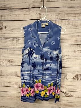 Vintage 90s Big Dog Floral Hawaiian Sleeveless Top XL